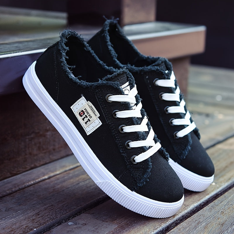 Classic Canvas Flat Shoes, Solid Color Casual Shoes